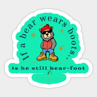 Barefoot Bear Sticker